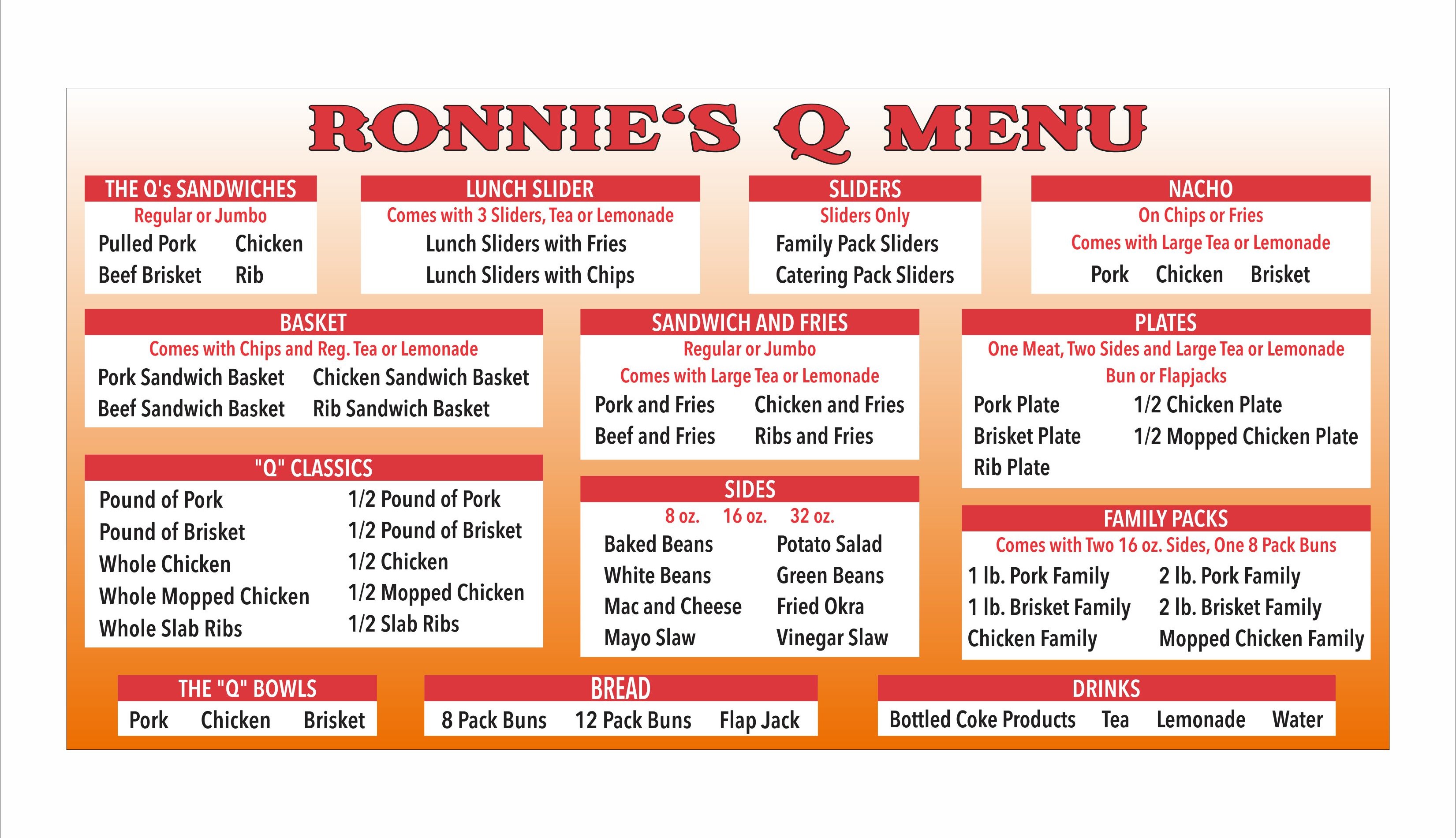 Ronnie's Q Menu